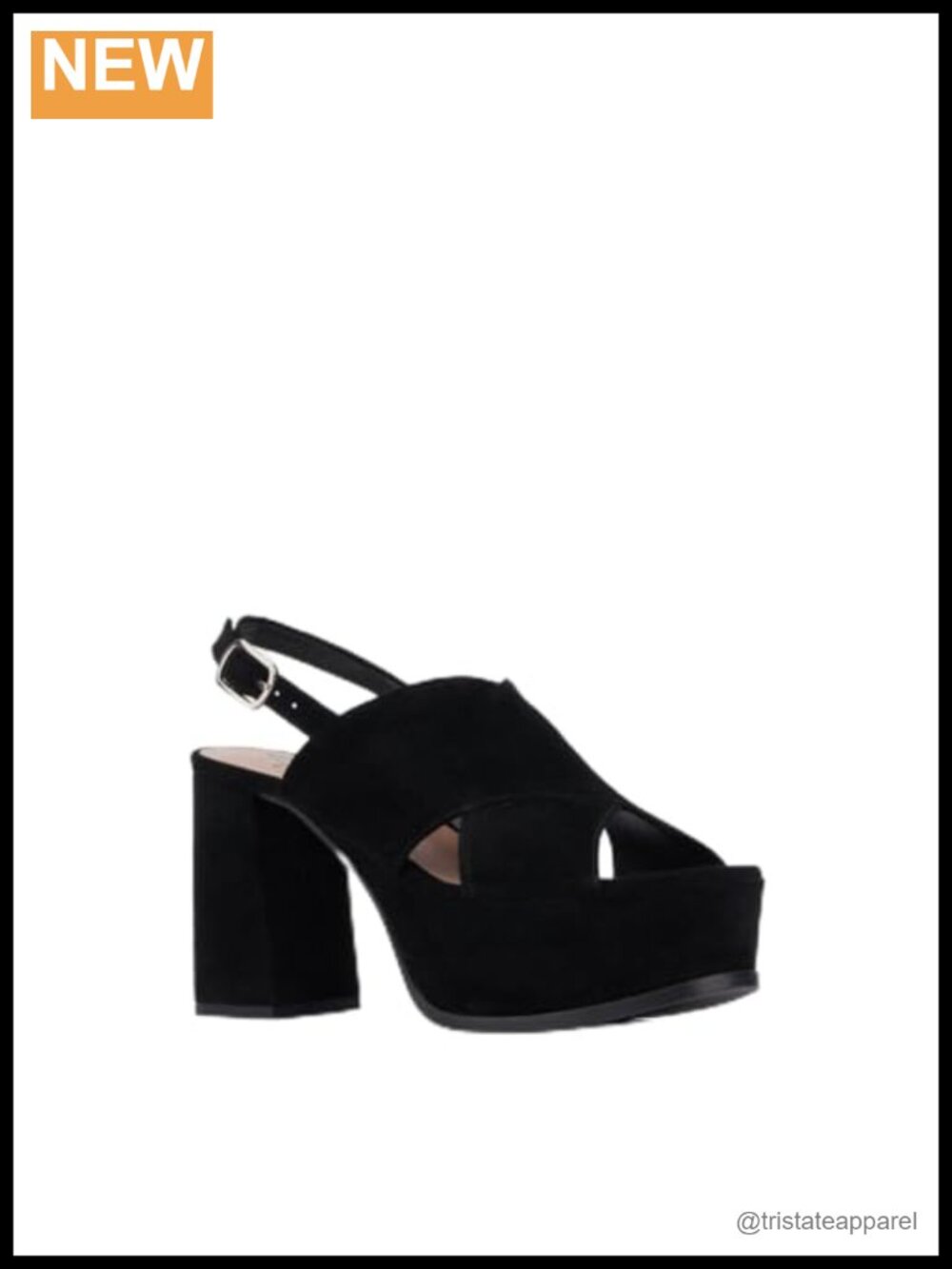 Platform Slingback Heeled Sandals Leather Block Heel Open Toe
